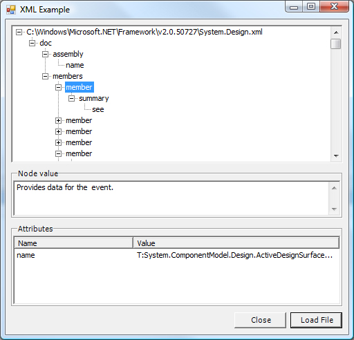 Csharp XML browser